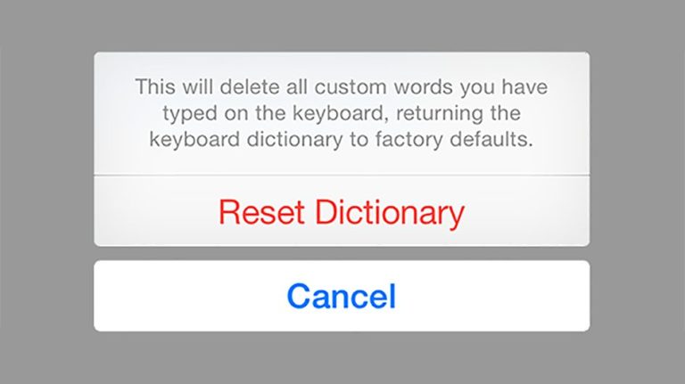 Reset Keyboard Dictionary