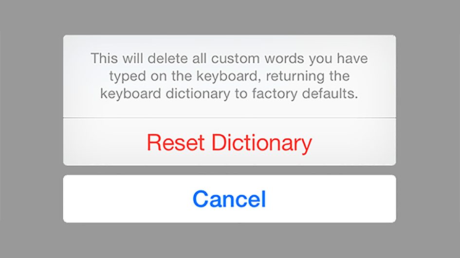 Reset Keyboard Dictionary